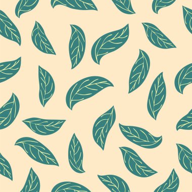 Çiçeksiz desen. Süslü yapraklı dallar. Flurish doğa yaz bahçesi dokulu arka plan