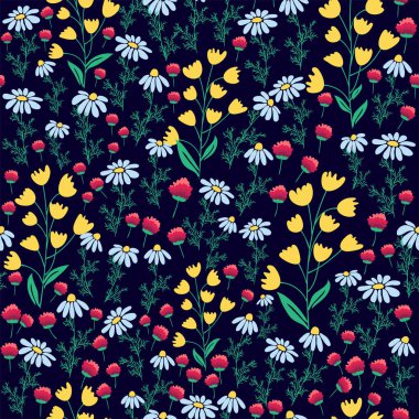 Çiçeksiz desen. Papatyalar, vadideki zambaklar, yoncalar, laleler, şakayıklar, geçmişteki büyük harfler, otlar. Küçük parlak çiçekli yazdır, bahar buketi