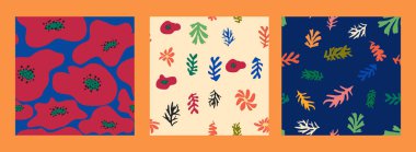 Matisse çiçeksiz desen, modern modaya uygun Matisse çiçeği minimal tarzı. Matisse 'den esinlenilmiş 3 set duvar sanatı
