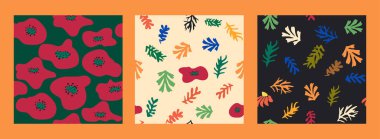 Matisse çiçeksiz desen, modern modaya uygun Matisse çiçeği minimal tarzı. Matisse 'den esinlenilmiş 3 set duvar sanatı