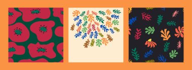 Matisse çiçeksiz desen, modern modaya uygun Matisse çiçeği minimal tarzı. Matisse 'den esinlenilmiş 3 set duvar sanatı
