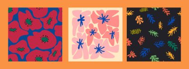 Matisse çiçeksiz desen, modern modaya uygun Matisse çiçeği minimal tarzı. Matisse 'den esinlenilmiş 3 set duvar sanatı