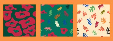 Matisse çiçeksiz desen, modern modaya uygun Matisse çiçeği minimal tarzı. Matisse 'den esinlenilmiş 3 set duvar sanatı
