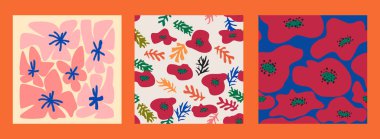 Matisse çiçeksiz desen, modern modaya uygun Matisse çiçeği minimal tarzı. Matisse 'den esinlenilmiş 3 set duvar sanatı