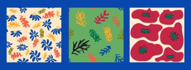 Matisse çiçeksiz desen, modern modaya uygun Matisse çiçeği minimal tarzı. Matisse 'den esinlenilmiş 3 set duvar sanatı