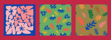 Matisse çiçeksiz desen, modern modaya uygun Matisse çiçeği minimal tarzı. Matisse 'den esinlenilmiş 3 set duvar sanatı