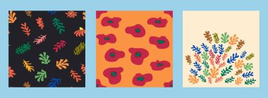 Matisse çiçeksiz desen, modern modaya uygun Matisse çiçeği minimal tarzı. Matisse 'den esinlenilmiş 3 set duvar sanatı