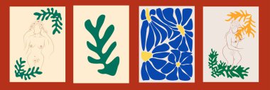 Modern modaya uygun Matisse çiçeği çok az bir tarz. 4 Matisse esinlenilmiş duvar resimleri, broşürler, broşürler, el ilanları, çağdaş kolaj