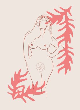 Matisse 'den esinlenilmiş kadın figürleri farklı pozlarda çiçeklerle minimalist bir tarzda dururlar..