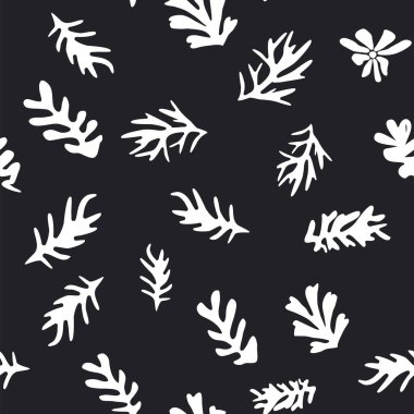 Matisse 'ten esinlenilmiş modaya uygun çiçek deseni, siyah ve beyaz çiçek deseni.