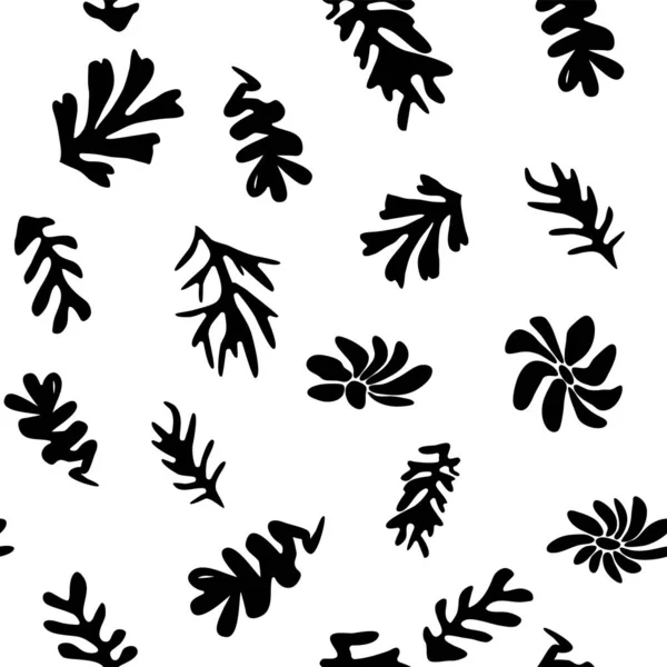 以马蒂斯 黑白花纹为灵感的时尚花纹无缝图案 — 图库矢量图片