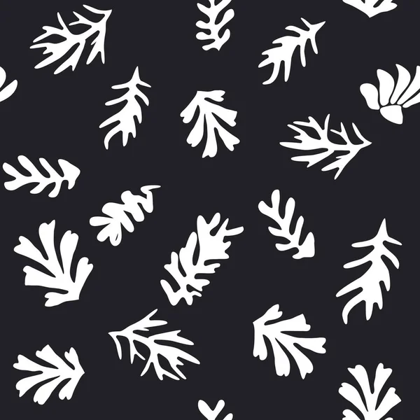 Trendiges Florales Nahtloses Muster Inspiriert Von Matisse Schwarz Weißes Blumenmuster — Stockvektor