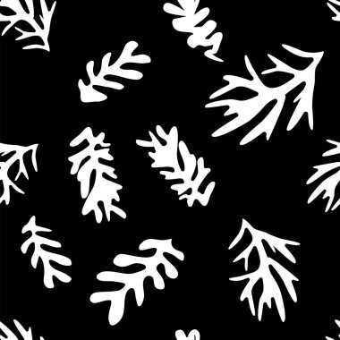 Matisse 'ten esinlenilmiş modaya uygun çiçek deseni, siyah ve beyaz çiçek deseni.