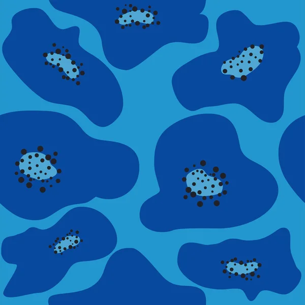 マティス ブルー レッドポピー フラワーパターンにインスパイアされたトレンディな花のシームレスなパターン — ストックベクタ