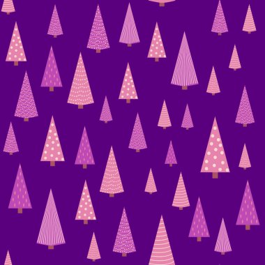 Mor kış ormanı, İskandinav el, pürüzsüz desen çizmiş. Yeni yıl, Noel, tatiller