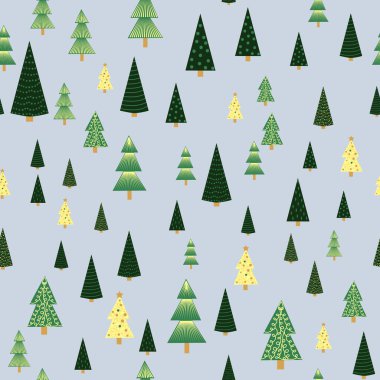 Noel ağacı yoğun ve pürüzsüz desen. Altın Noel arkaplanı, altın noel baskısı, ambalaj kağıdı tasarımı.