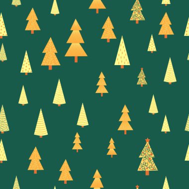 Noel ağacı yoğun ve pürüzsüz desen. Altın Noel arkaplanı, altın noel baskısı, ambalaj kağıdı tasarımı.