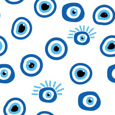 Şeytani göz, güneşli, aylı, yıldızlı, palmiyeli kusursuz desen. Tekstil, hediyelik eşya, ev eşyaları için.