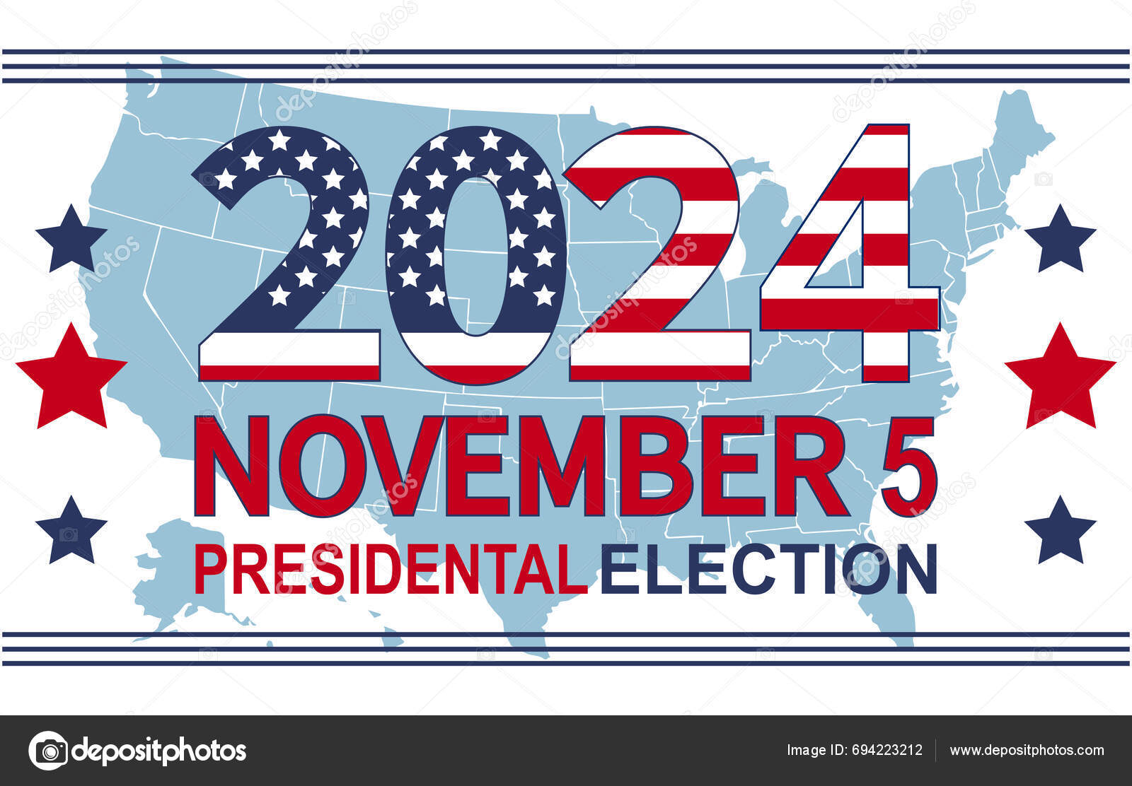 2024 Presidential Election Day Usa November Card Design Vote Your Stock