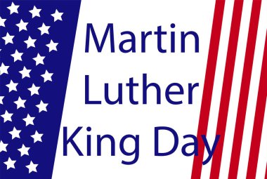 Martin Luther King Jr., tebrik kartı tasarımı. MLK Günü 'nde ilham verici bir alıntı, ABD bayrağı geçmişi.