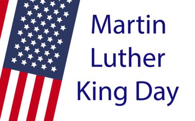 Martin Luther King Jr., tebrik kartı tasarımı. MLK Günü 'nde ilham verici bir alıntı, ABD bayrağı geçmişi.