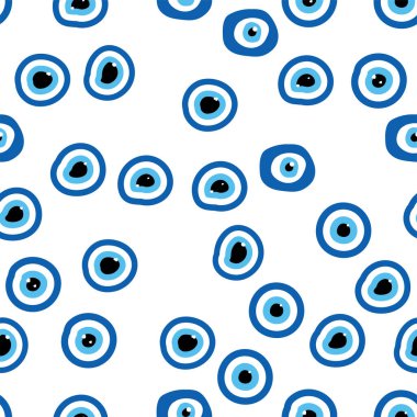 Şeytani göz, güneşli, aylı, yıldızlı, palmiyeli kusursuz desen. Tekstil, hediyelik eşya, ev eşyaları için.