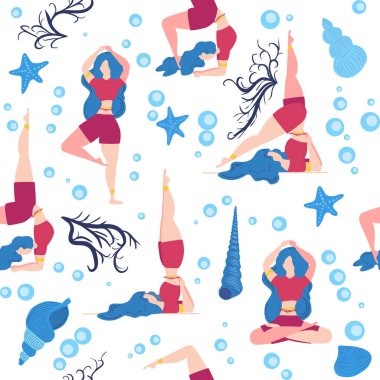 Kusursuz desen artı yoga dersi alan kıvrımlı hatunlar. Çevrimiçi ev antrenmanı konsepti. Vücut pozitif. Çekici Amerikalı kadın..