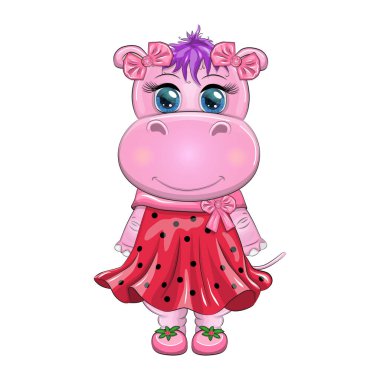 Kırmızı elbiseli şirin hipopotam prenses uğur böceği