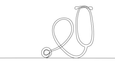 Tek sıra steteskop, hastanın kalp atışlarını inceleyen doktor ekipmanları. Sağlık hizmetleri