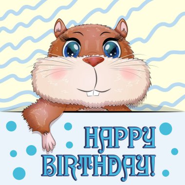 Hayvanlı doğum günü kartların kutlu olsun. Güzel gözleri olan sevimli bir kahraman, anlamlı.