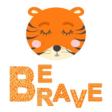 Harfleri olan sevimli bir hayvan yüzü. İskandinav tarzı ve pastel palet. bebek posterleri, kartlar, kıyafetler, çocuk odaları