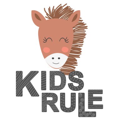 Harfleri olan sevimli bir hayvan yüzü. İskandinav tarzı ve pastel palet. bebek posterleri, kartlar, kıyafetler, çocuk odaları