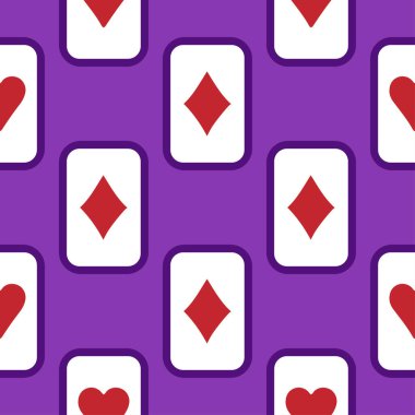 Mor düşme iskambil kağıtları pürüzsüz. Poker ve Harikalar Diyarı