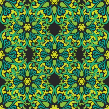 Tam bir Tatar deseni. İslami lale, çiçek geometrisi. Tatar halkının kültürü, yeşil ve kırmızı sembolleri.