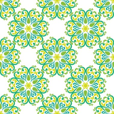 Tam bir Tatar deseni. İslami lale, çiçek geometrisi. Tatar halkının kültürü, yeşil ve kırmızı sembolleri.