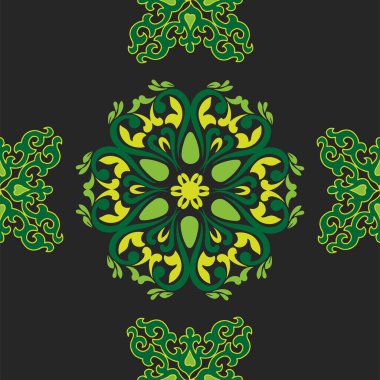 Arap tarzında Tatar Yerlisi Süsleme Sınırı. Tatar geleneğinde rengarenk eğimli süsleme çemberi.