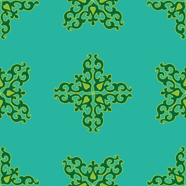 Arap tarzında Tatar Yerlisi Süsleme Sınırı. Tatar geleneğinde rengarenk eğimli süsleme çemberi.