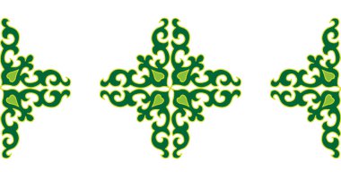 Arap tarzında Tatar Yerlisi Süsleme Sınırı. Tatar geleneğinde rengarenk eğimli süsleme çemberi.