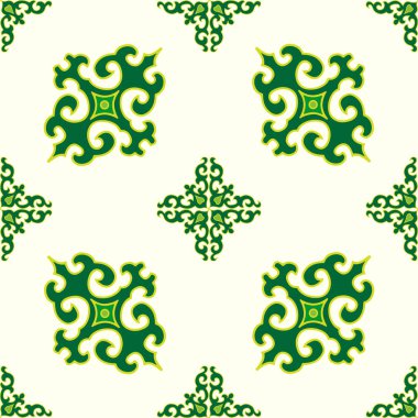 Arap tarzında Tatar Yerlisi Süsleme Sınırı. Tatar geleneğinde rengarenk eğimli süsleme çemberi.