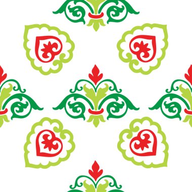 Tatar dikişsiz desen. İslami lale, çiçek geometrisi. Tatar halkının kültürü, yeşil ve kırmızı sembolleri.