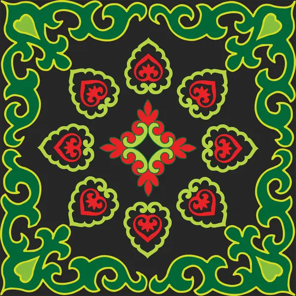 Arap tarzında Tatar Yerlisi Süsleme Sınırı. Tatar geleneğinde rengarenk eğimli süsleme çemberi.