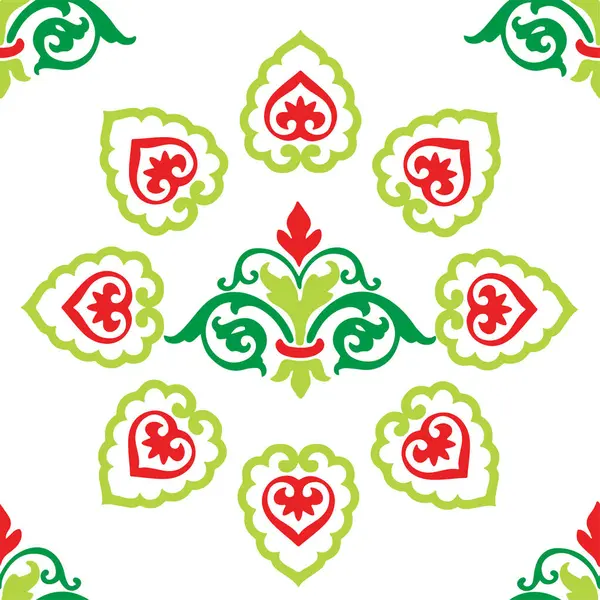 Tatar dikişsiz desen. İslami lale, çiçek geometrisi. Tatar halkının kültürü, yeşil ve kırmızı sembolleri.