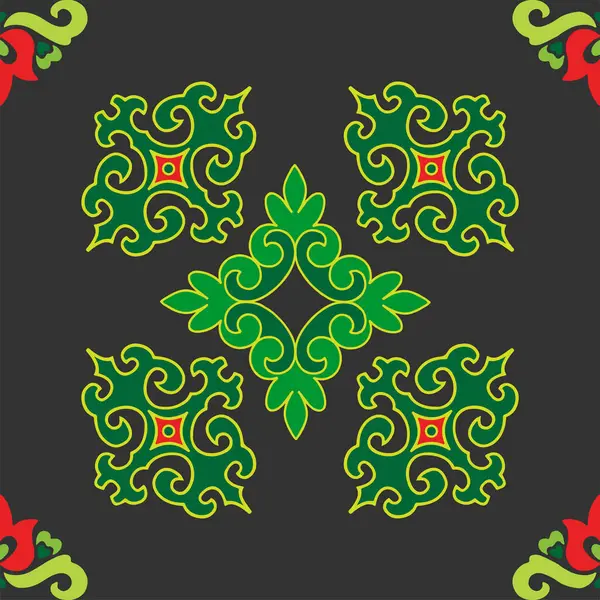 Tatar dikişsiz desen. İslami lale, çiçek geometrisi. Tatar halkının kültürü, yeşil ve kırmızı sembolleri.