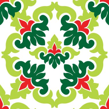 Tatar dikişsiz desen. İslami lale, çiçek geometrisi. Tatar halkının kültürü, yeşil ve kırmızı sembolleri.