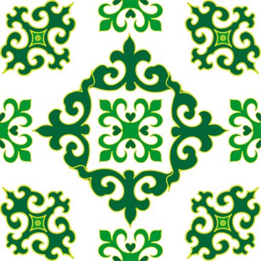 Tatar dikişsiz desen. İslami lale, çiçek geometrisi. Tatar halkının kültürü, yeşil ve kırmızı sembolleri.