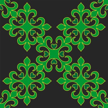 Tatar dikişsiz desen. İslami lale, çiçek geometrisi. Tatar halkının kültürü, yeşil ve kırmızı sembolleri.