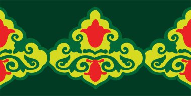 Çiçek desenli lalelerle süslenmiş Tatar Yerlisi. Tatar halkının kültürü, yeşil ve kırmızı sembolleri..