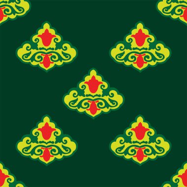 Çiçek desenli lalelerle süslenmiş Tatar Yerlisi. Tatar halkının kültürü, yeşil ve kırmızı sembolleri..