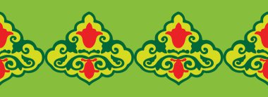 Çiçek desenli lalelerle süslenmiş Tatar Yerlisi. Tatar halkının kültürü, yeşil ve kırmızı sembolleri..