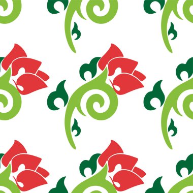 Çiçek desenli lalelerle süslenmiş Tatar Yerlisi. Tatar halkının kültürü, yeşil ve kırmızı sembolleri..